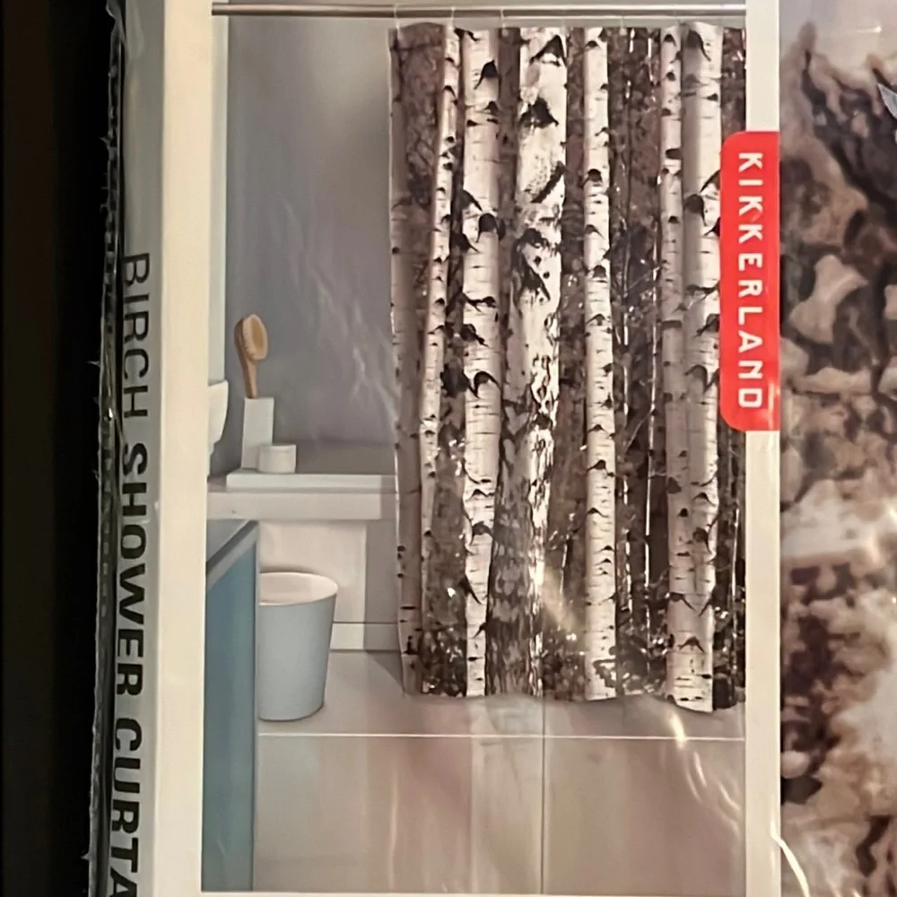 Kikkerland birch shower curtain 72” x 72“-NIB
